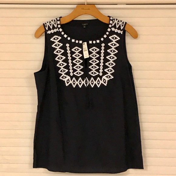 Talbots Embroidered Sleeveless Shirt - Size: PM - Picture 2 of 3